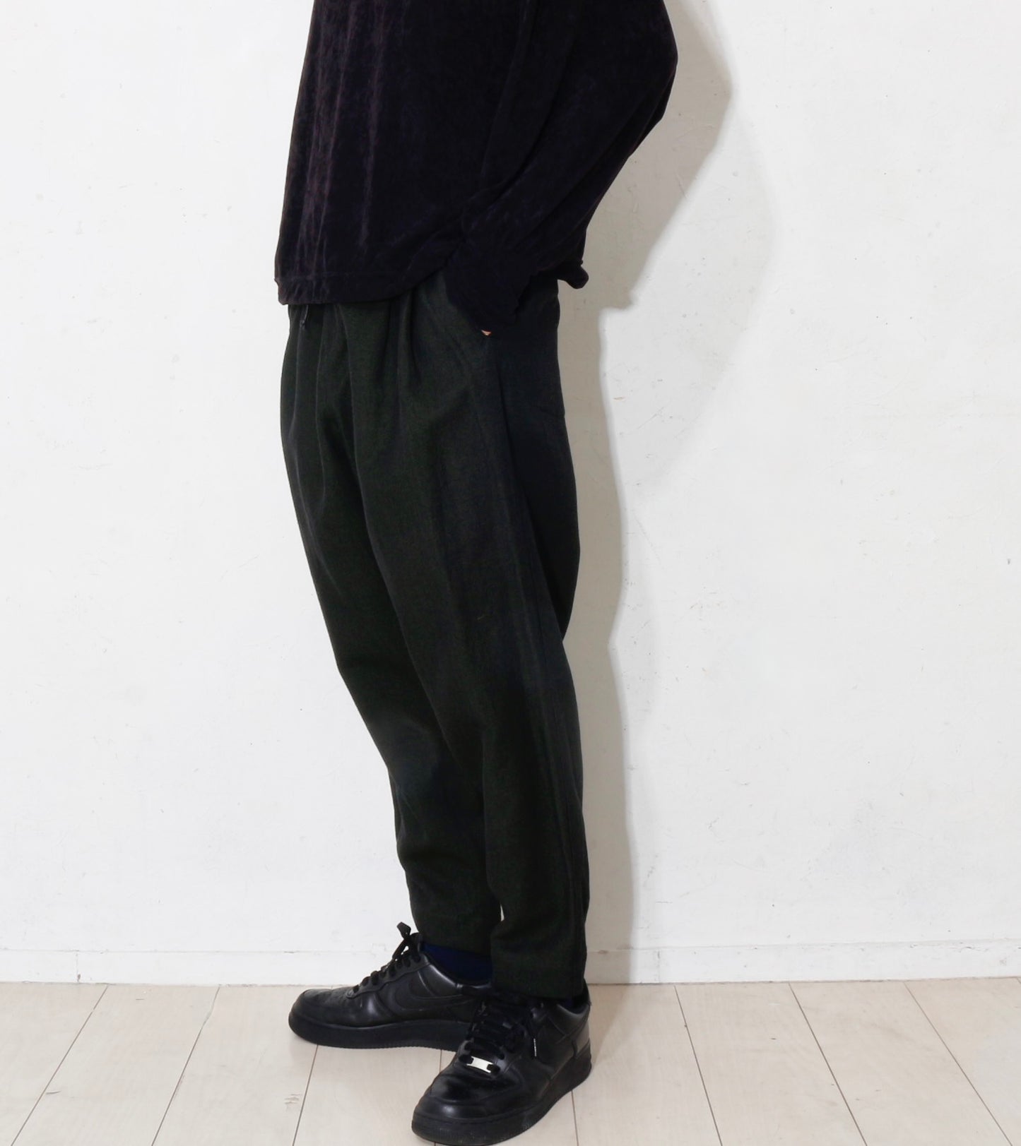 Linen Wool Gokuraku Pants / khaki black