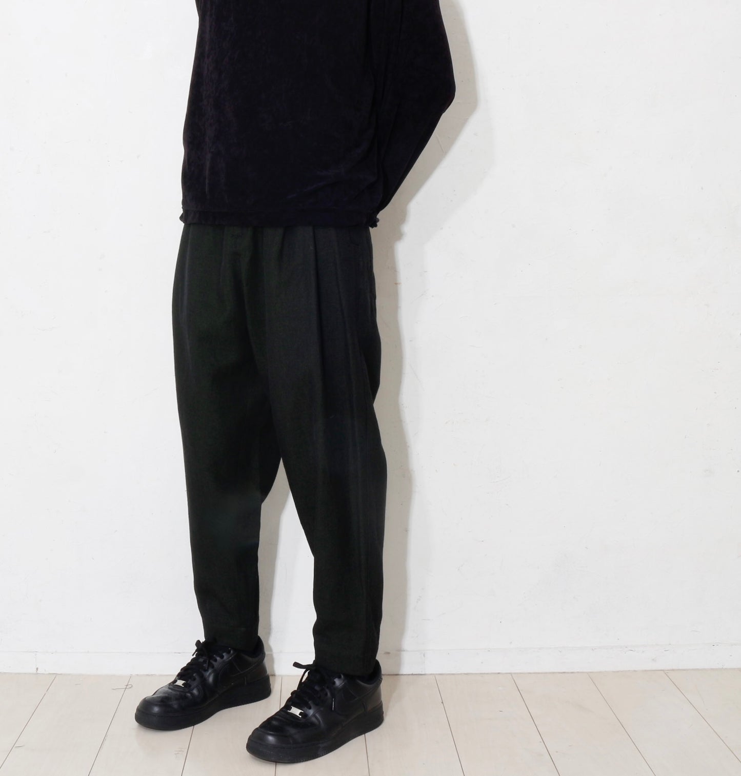 Linen Wool Gokuraku Pants / khaki black