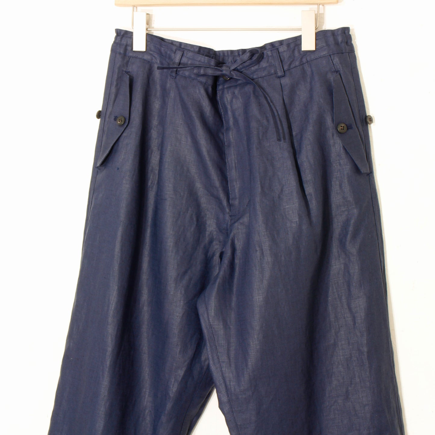 Glazed Linen 1tuck Wide Pants / navy