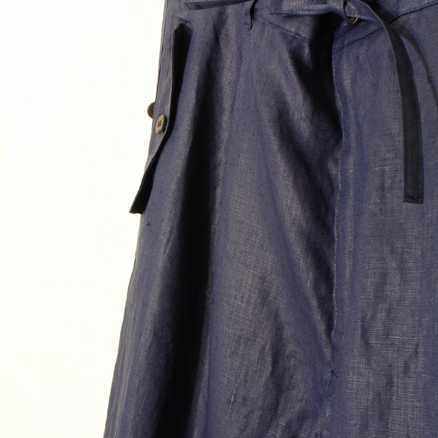 Glazed Linen 1tuck Wide Pants / navy