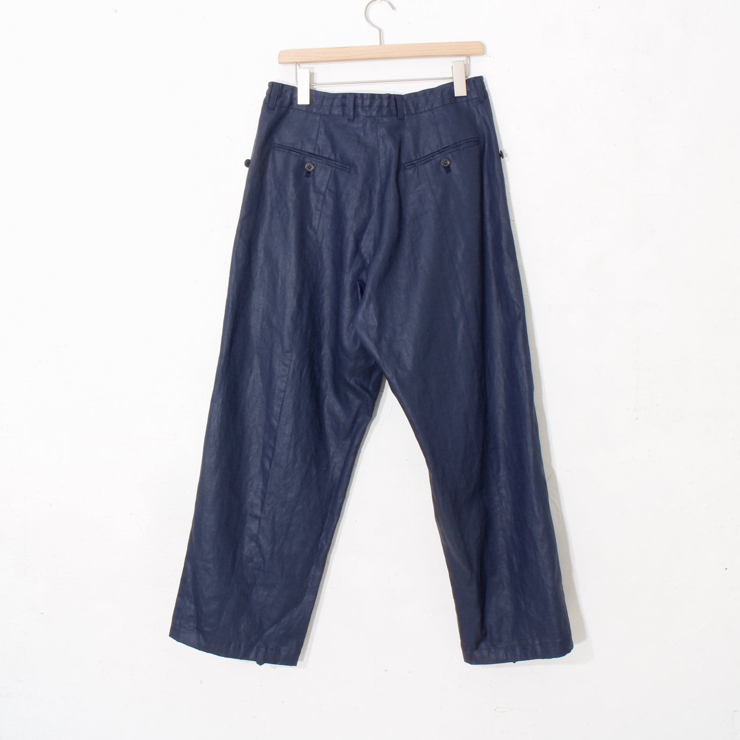 Glazed Linen 1tuck Wide Pants / navy