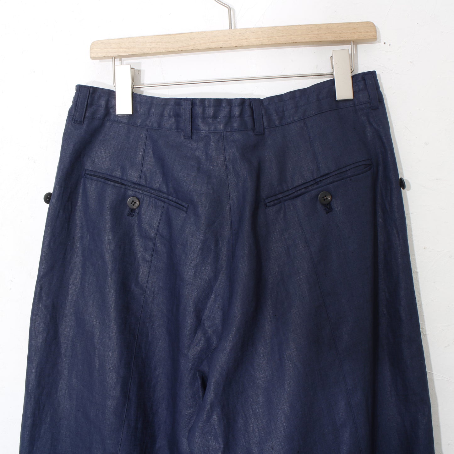 Glazed Linen 1tuck Wide Pants / navy