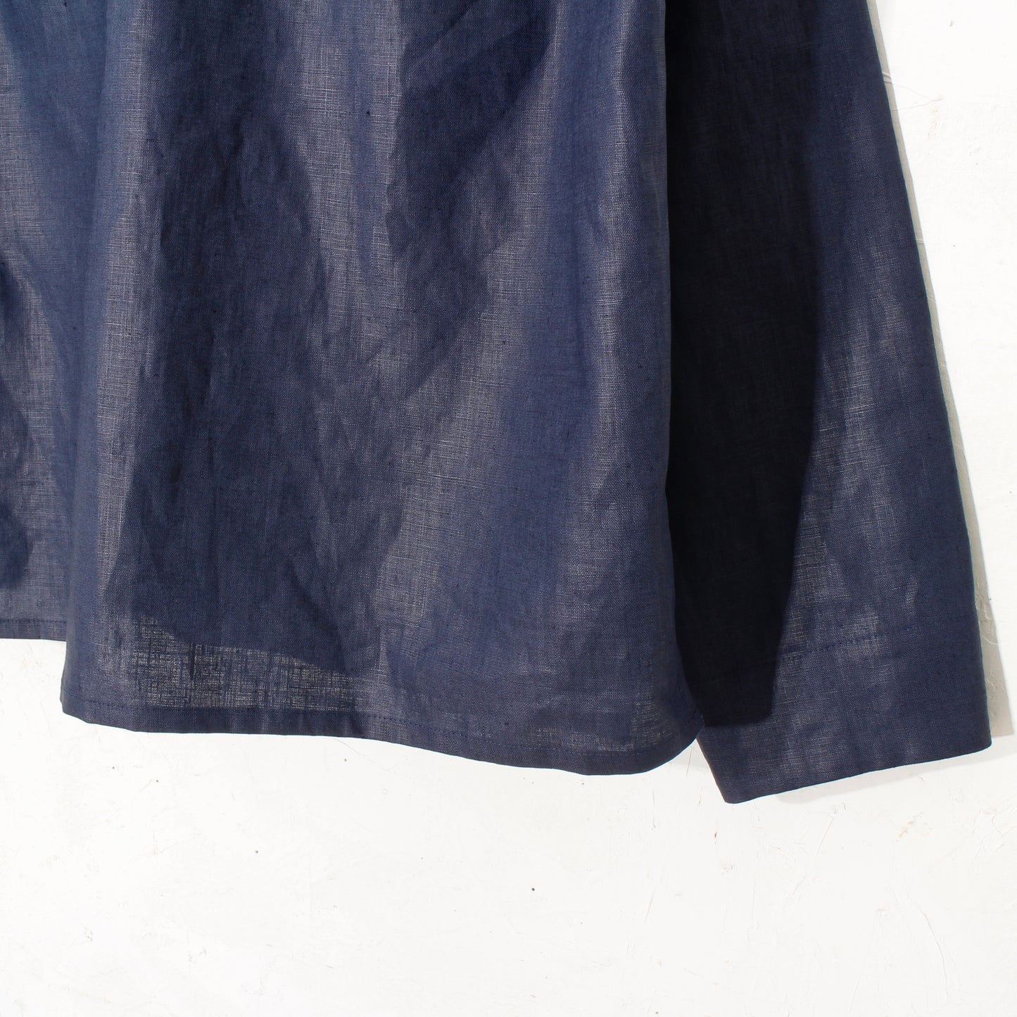 Glazed Linen Short Shirt Jacket / navy