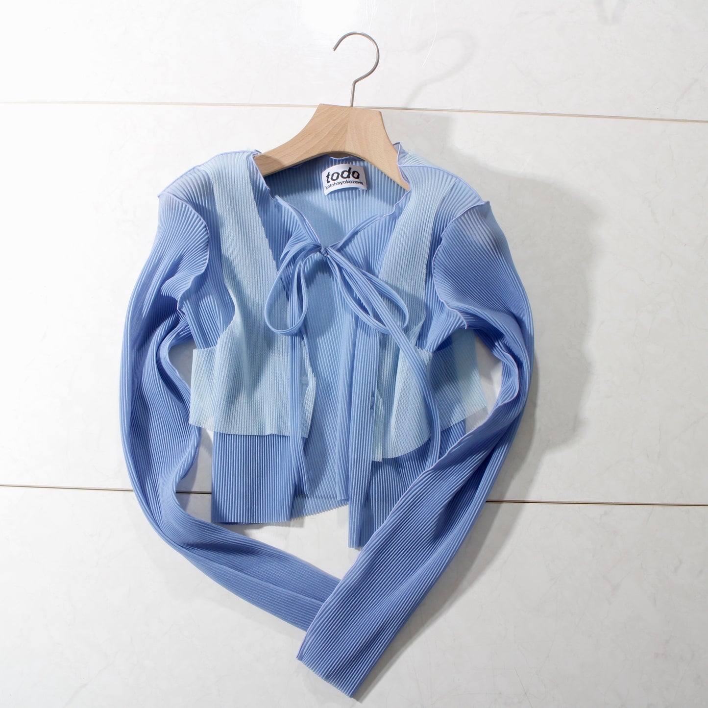 to do kotohayokozawa /Sheer Layered Cardigan / blue