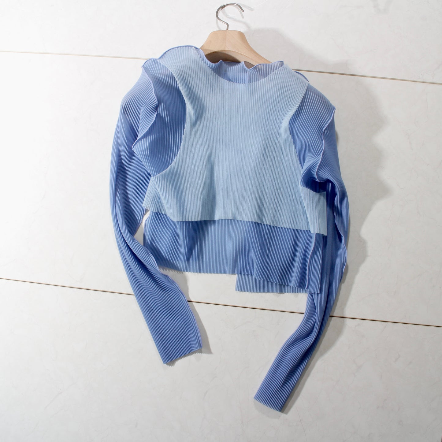 to do kotohayokozawa /Sheer Layered Cardigan / blue