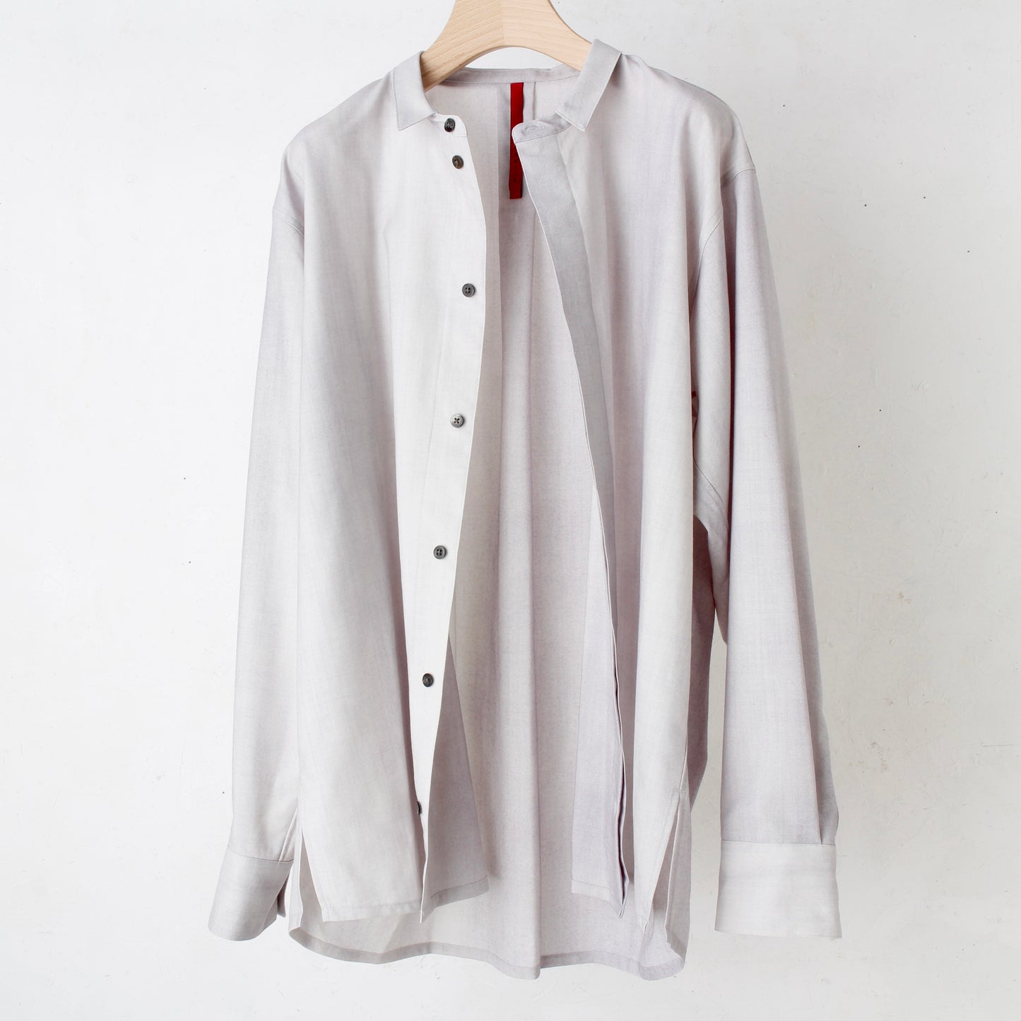 Uneven Dyed Flyfront Shirt / gray-white