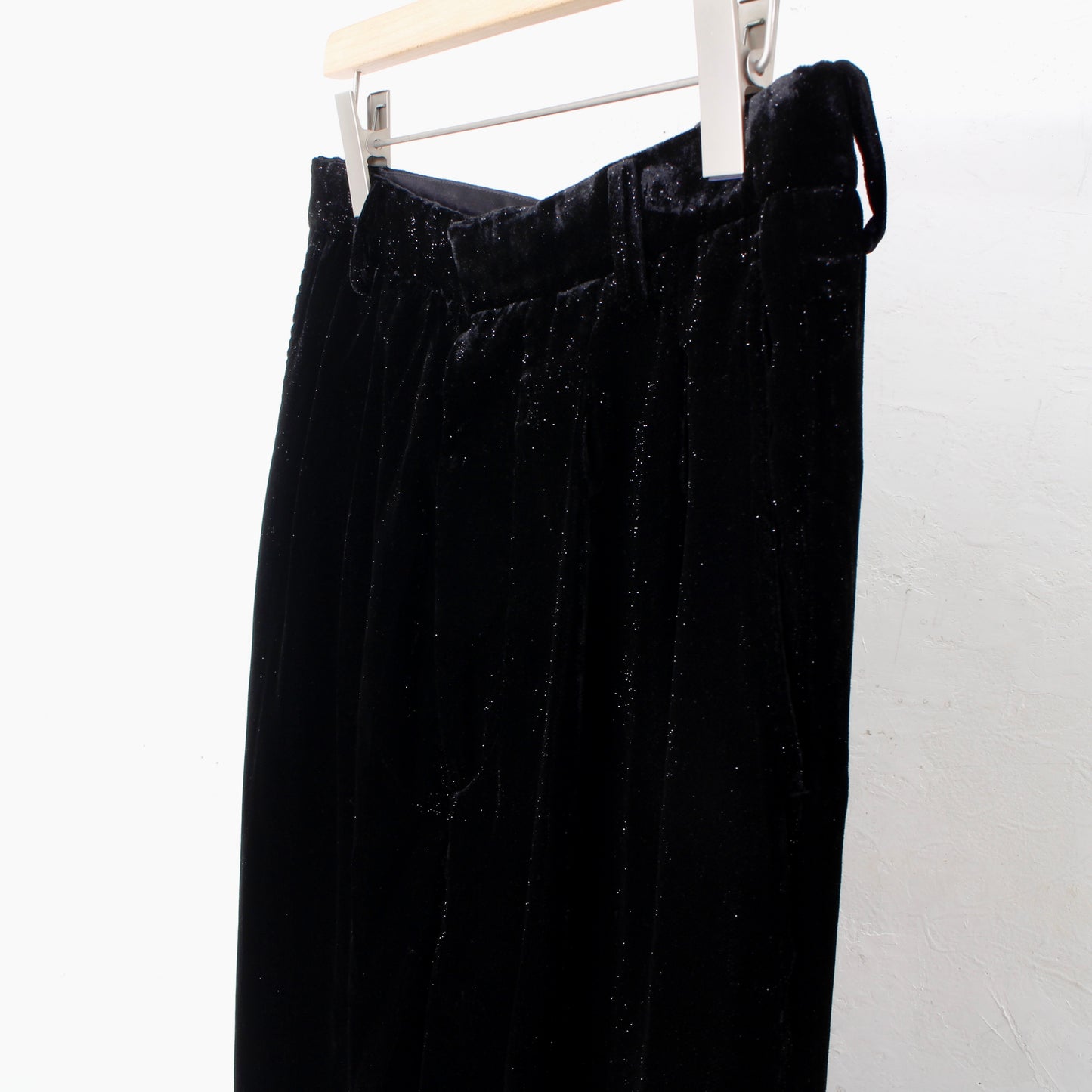 VELVET WIDE TROUSERS /black