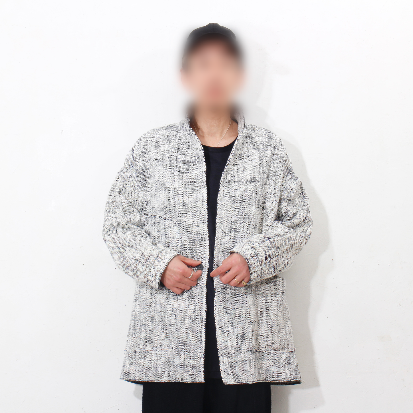 0 Count KhadiCotton Jacket / navy×white