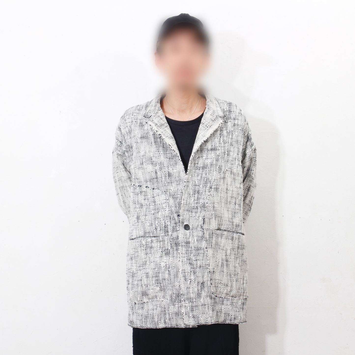 0 Count KhadiCotton Jacket / navy×white