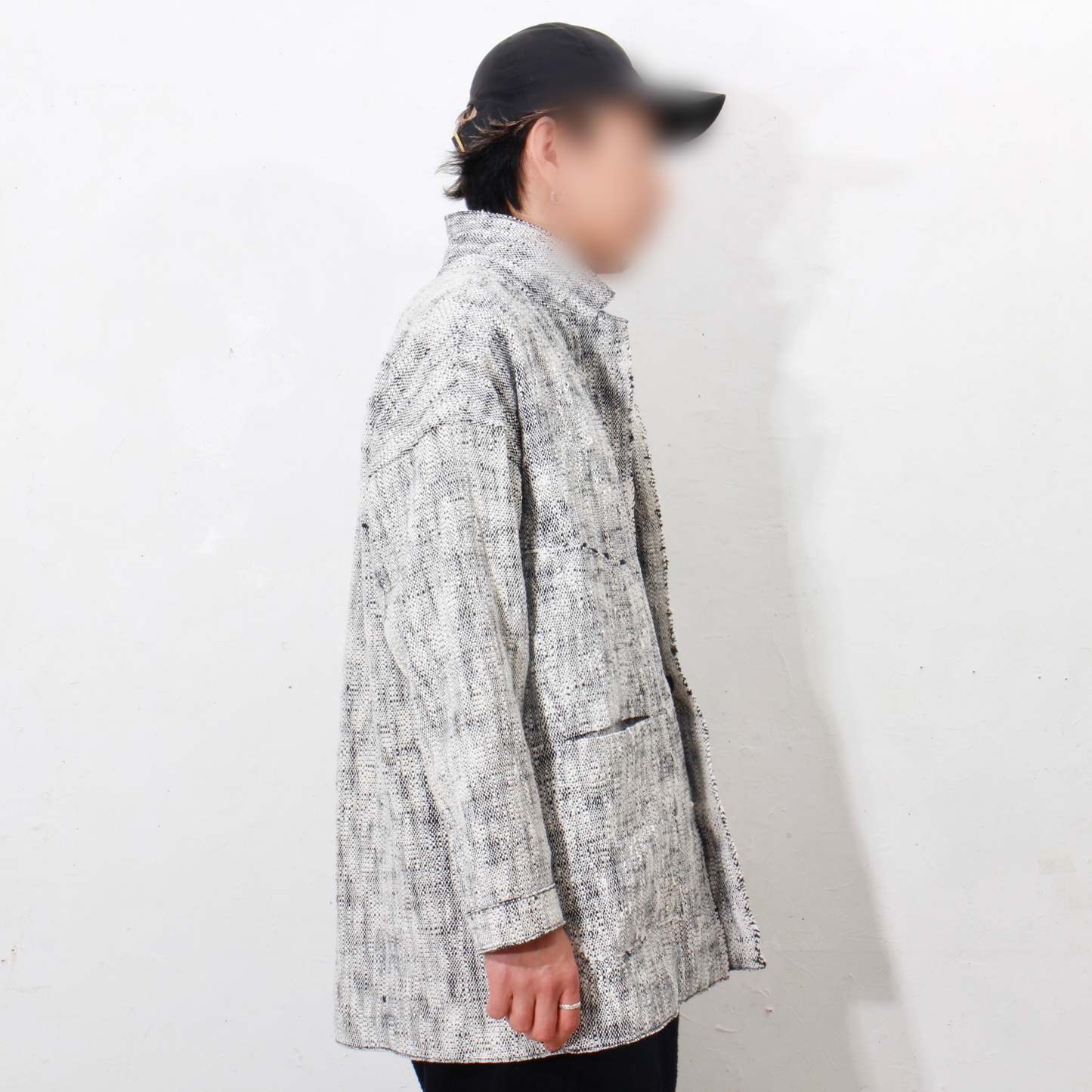 0 Count KhadiCotton Jacket / navy×white