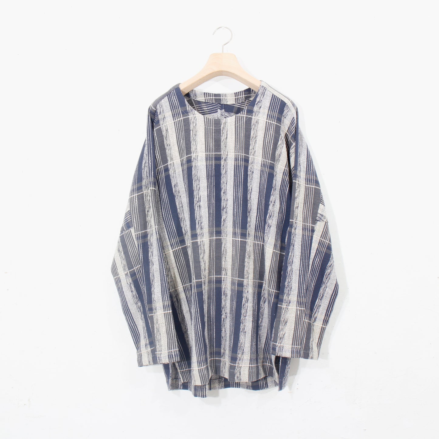 Blue Check Khadi Long Pullover