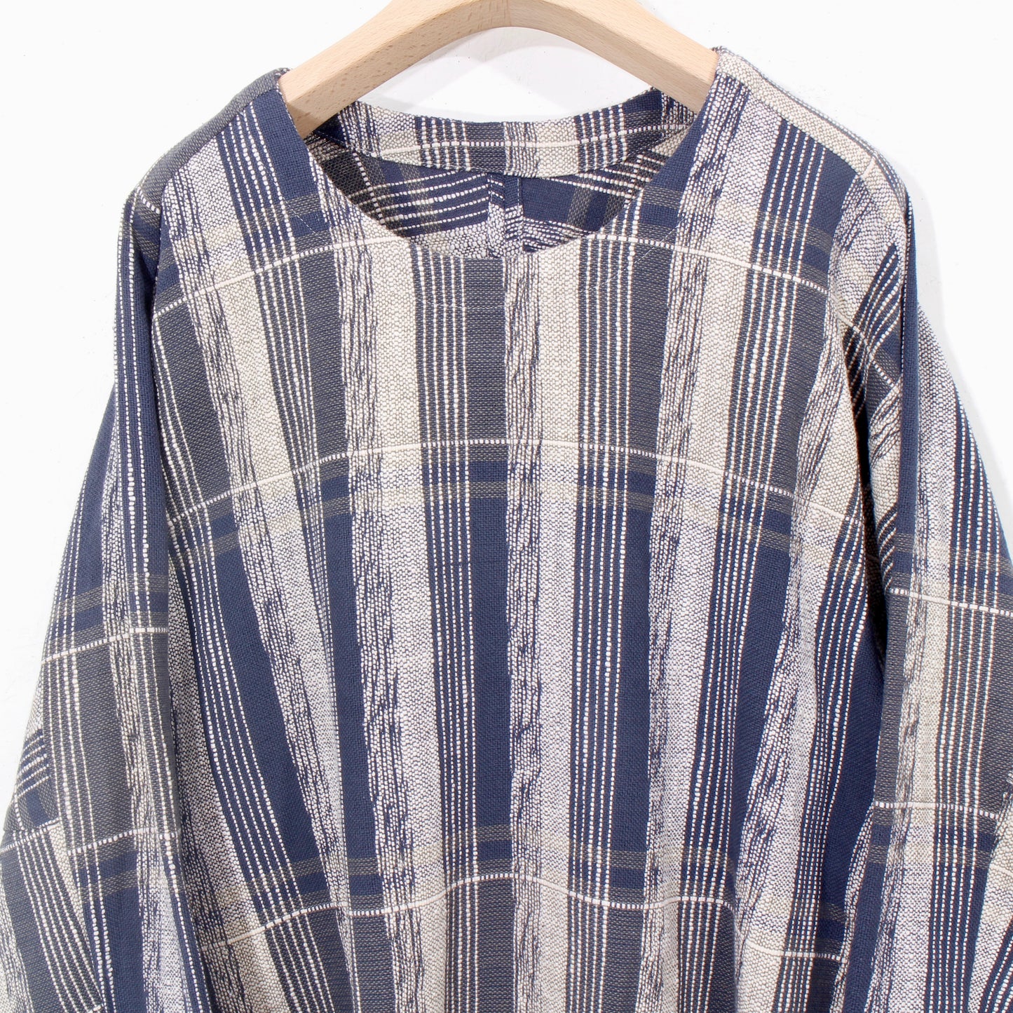 Blue Check Khadi Long Pullover