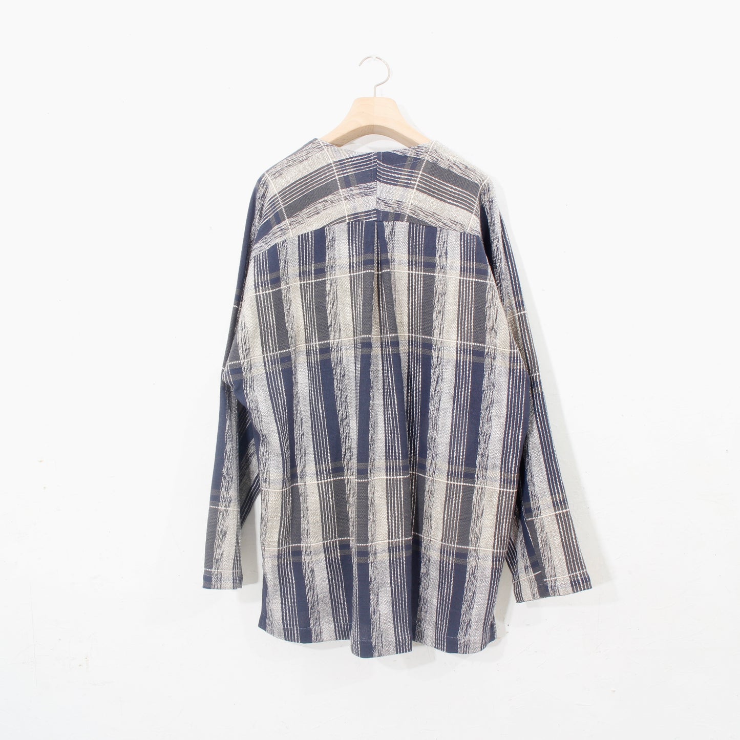 Blue Check Khadi Long Pullover