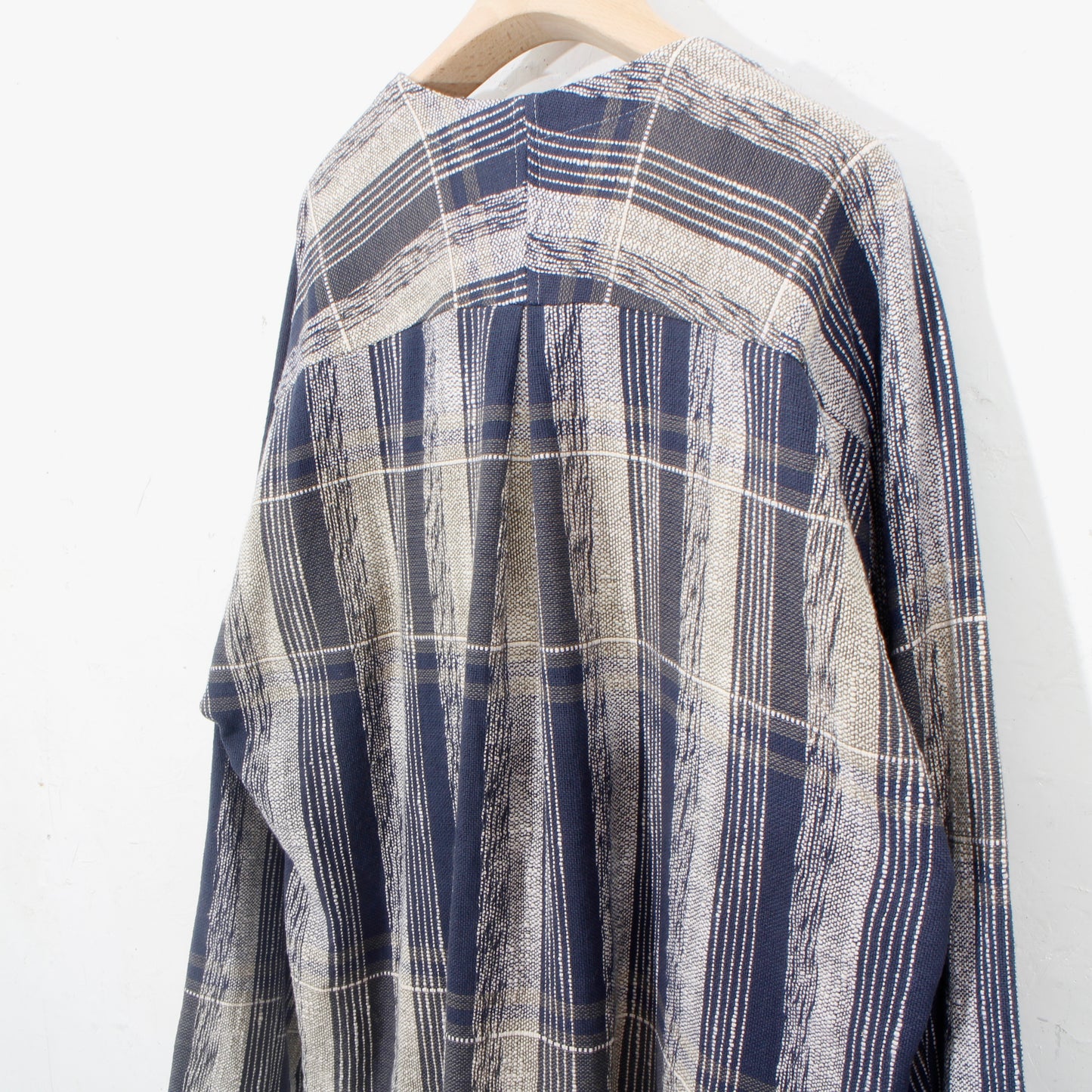 Blue Check Khadi Long Pullover