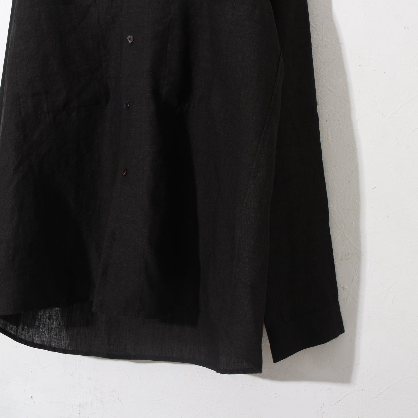 Linenwool nocoller shirts / black