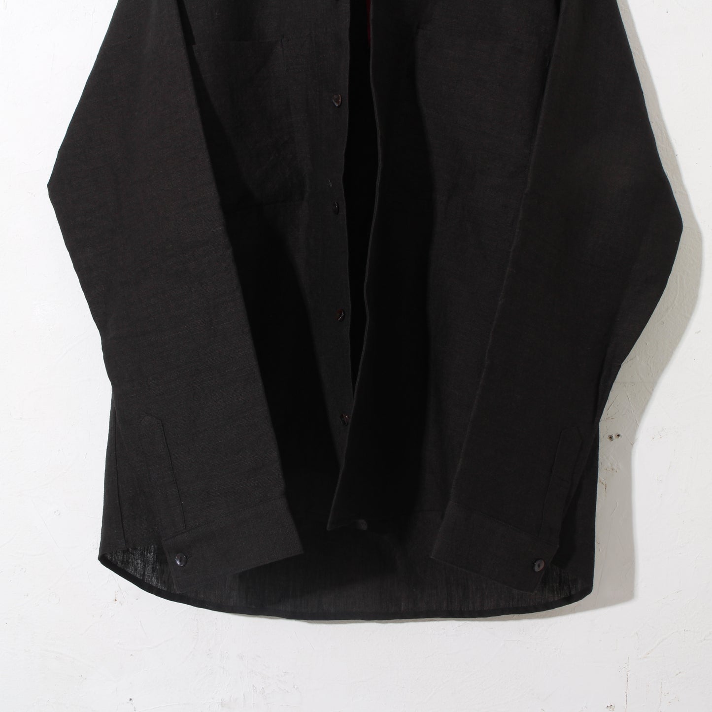 Linenwool nocoller shirts / black