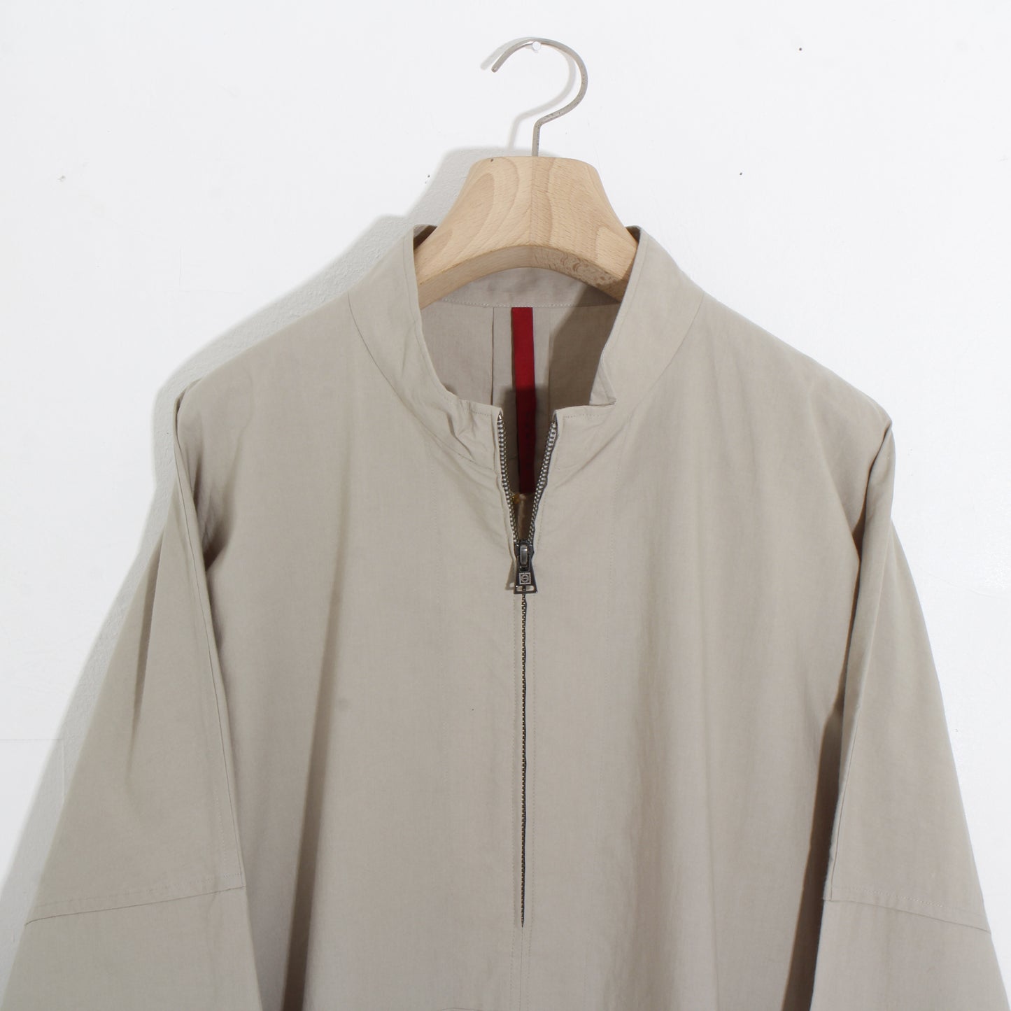 Light cotton half zip pullover / sand beige
