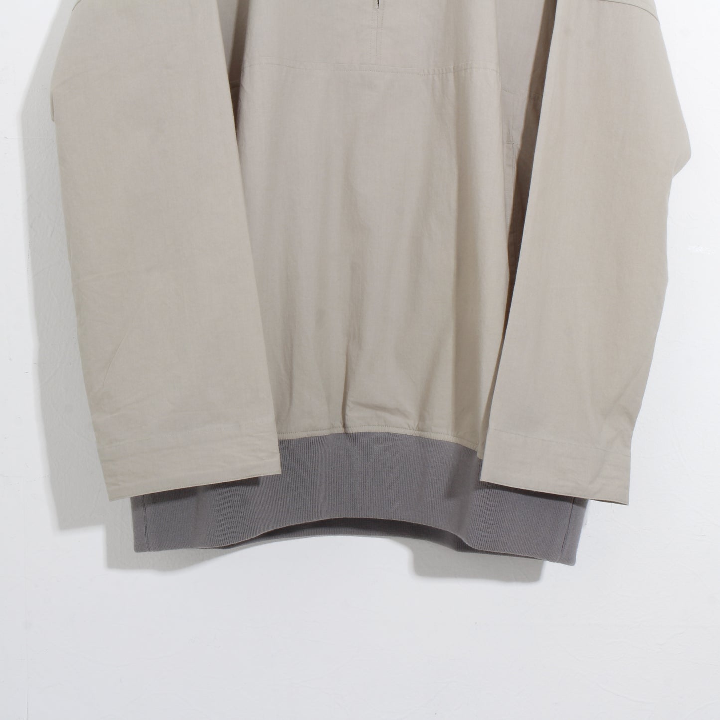 Light cotton half zip pullover / sand beige