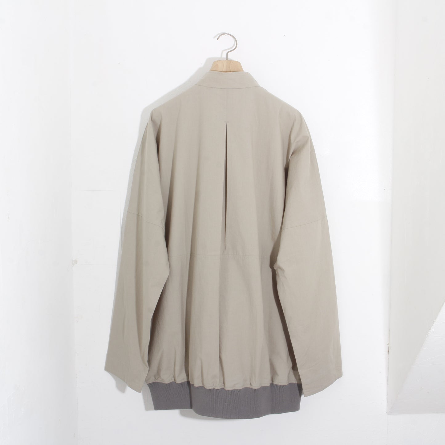 Light cotton half zip pullover / sand beige