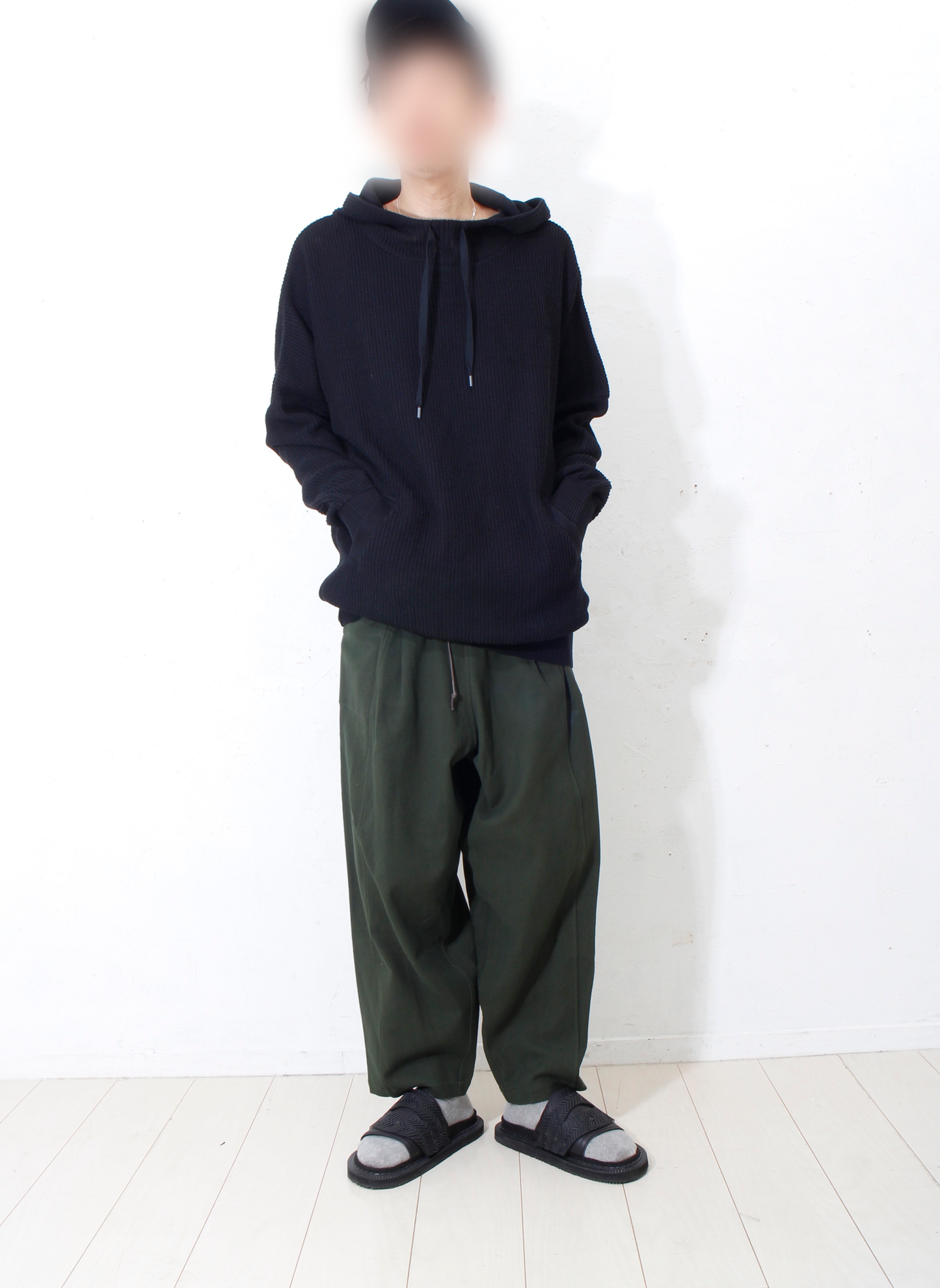 Cotton coarsely hoody / black