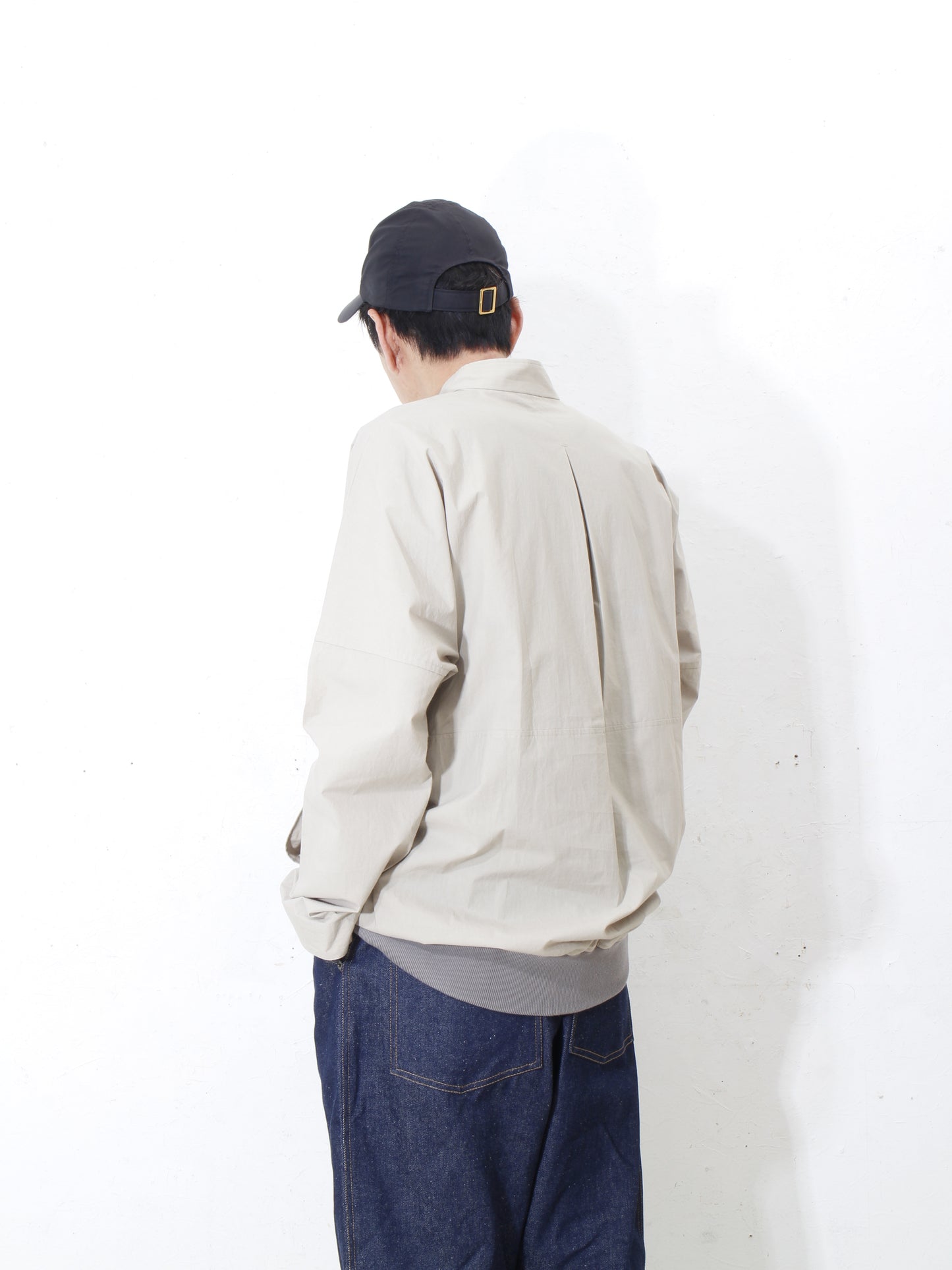 Light cotton half zip pullover / sand beige