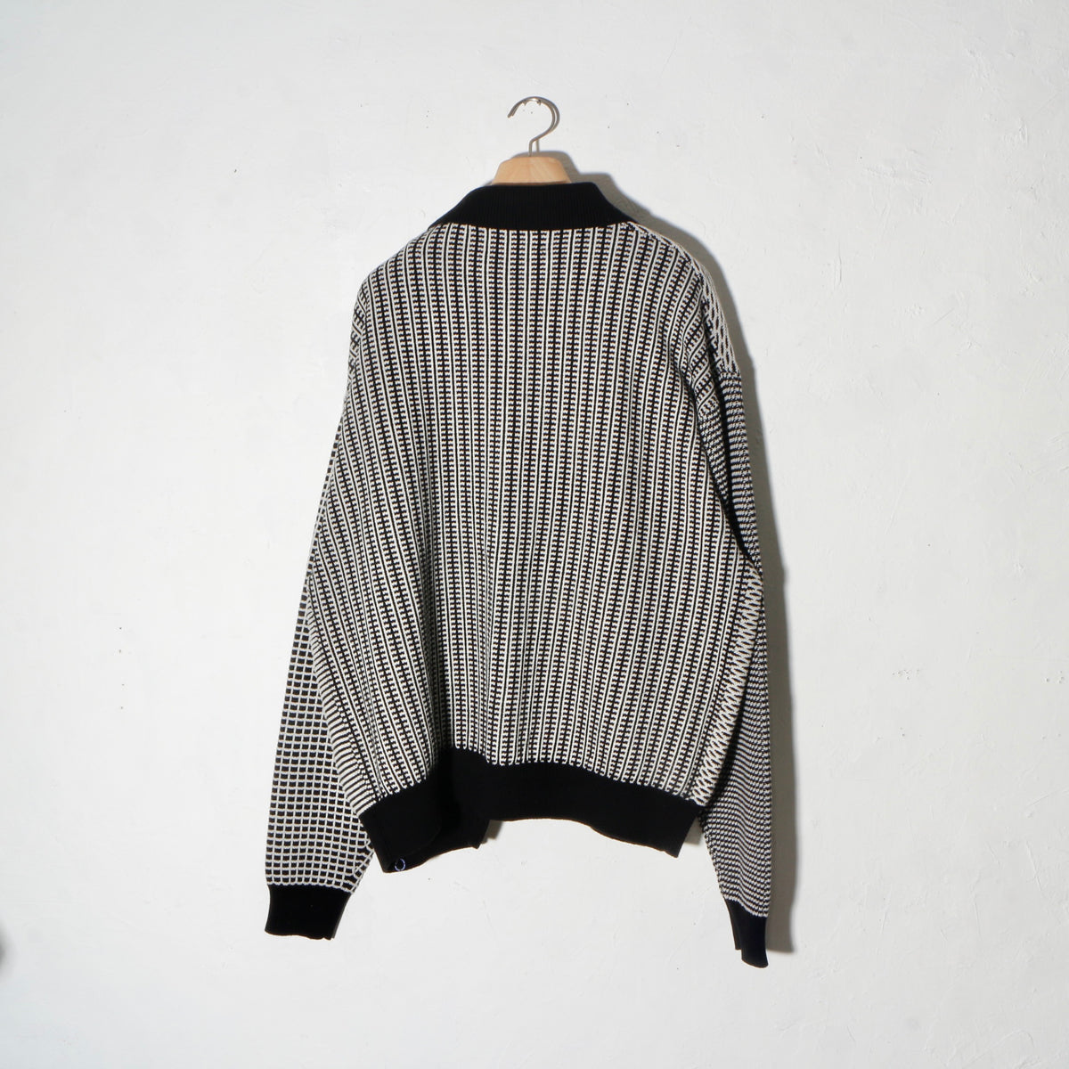 MULTI KNIT SHIRT JACKET / black×white
