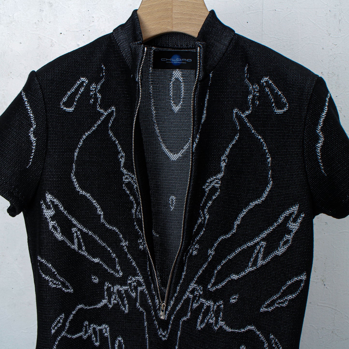 "Bionic Synapse" Jacquard knit dress / black