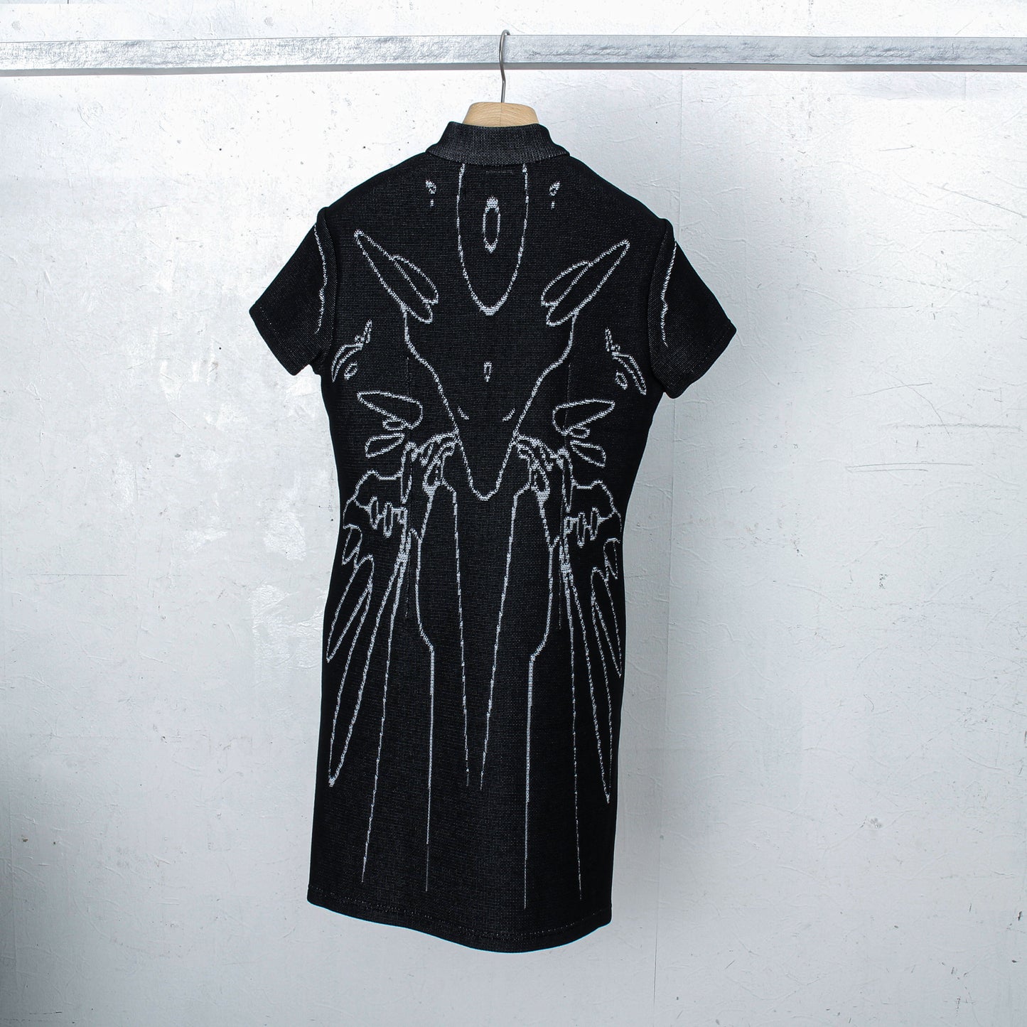 "Bionic Synapse" Jacquard knit dress / black