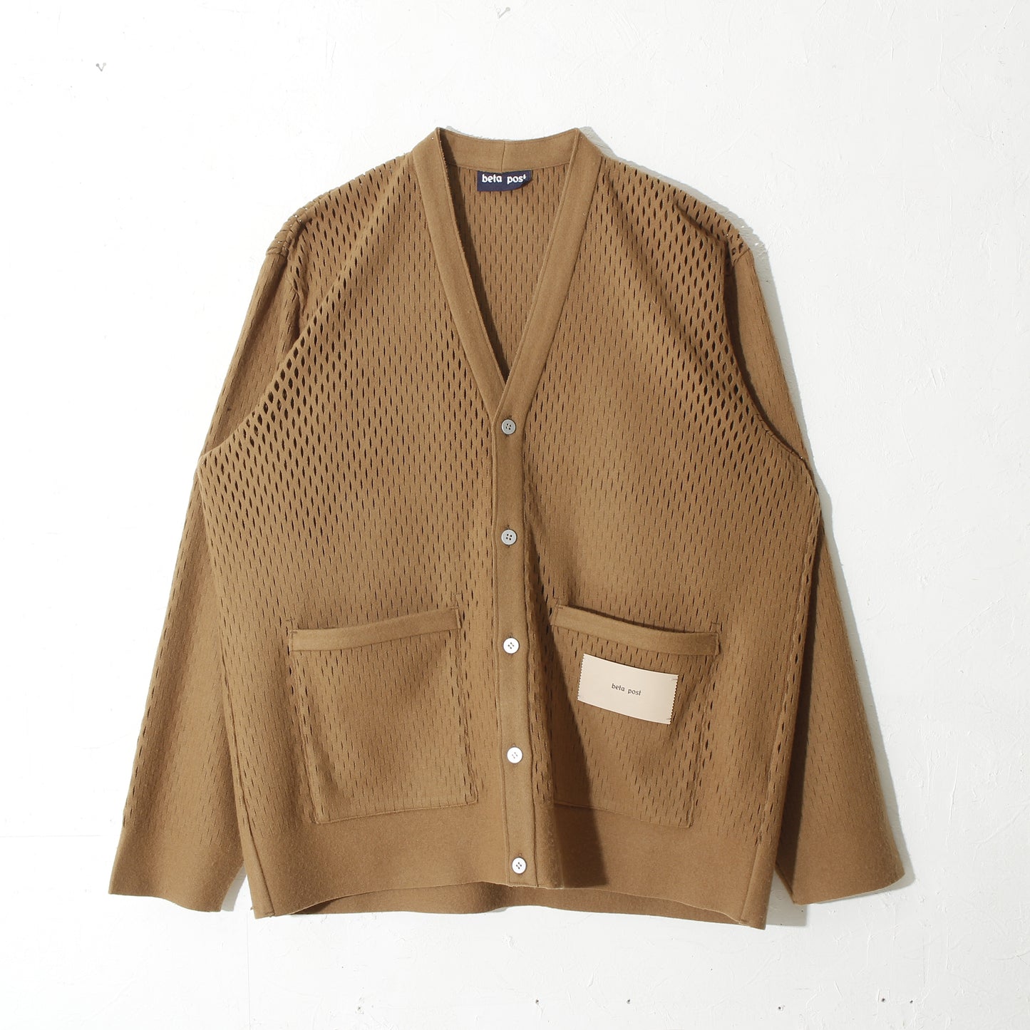 slited melton cardigan / camel