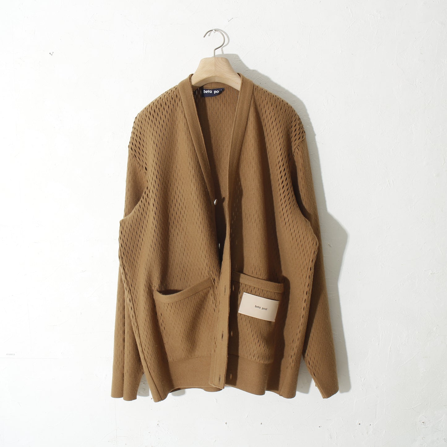 slited melton cardigan / camel