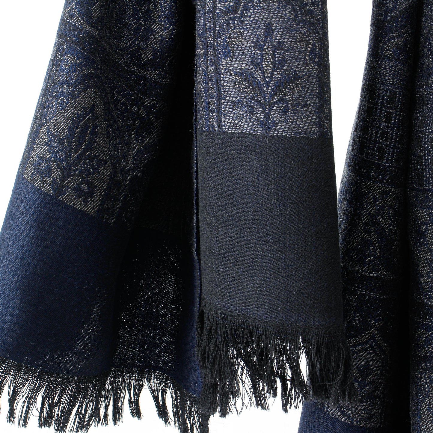 Tibetan Paisley Wool Stole / blue
