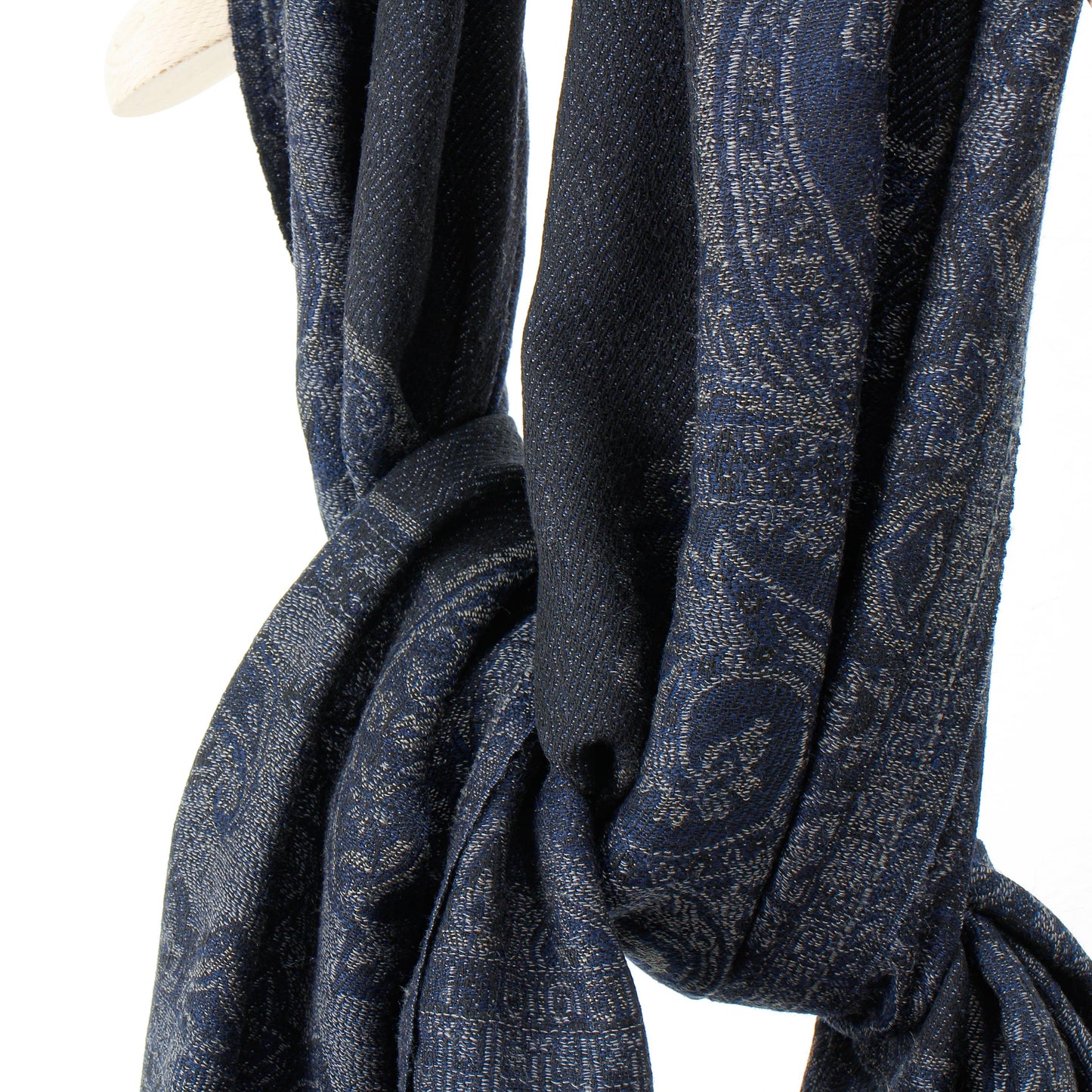 Tibetan Paisley Wool Stole / blue