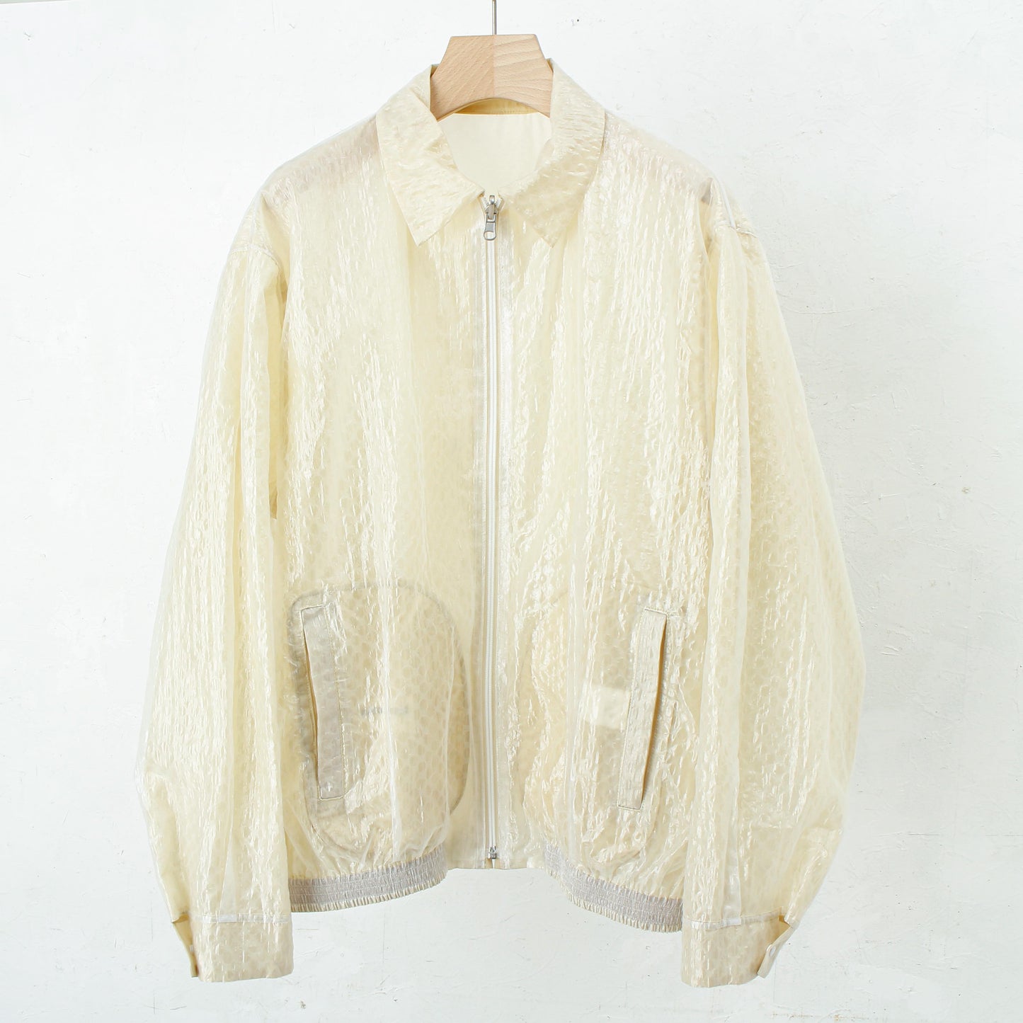 see-through nylon reversible drizzler / ecru