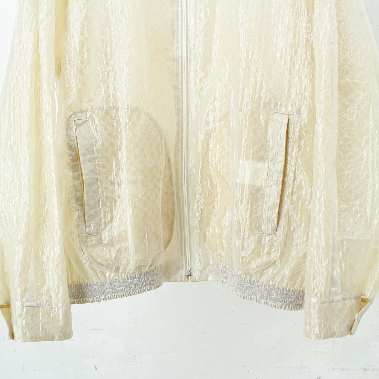 see-through nylon reversible drizzler / ecru