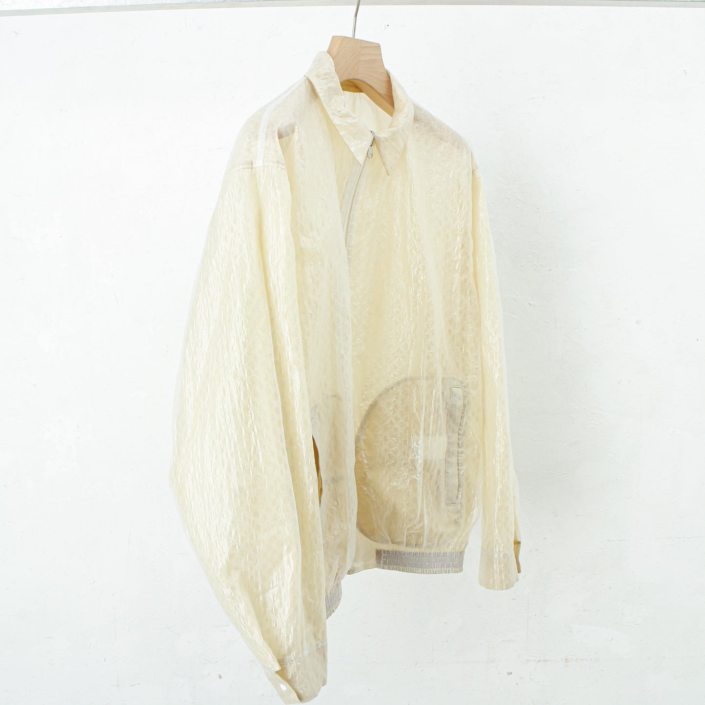 see-through nylon reversible drizzler / ecru
