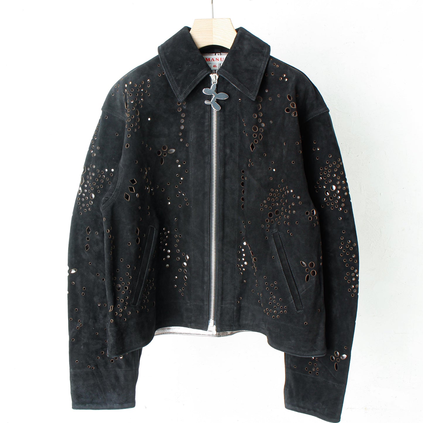 GALAXY-CUT LEATHER JACKET / black