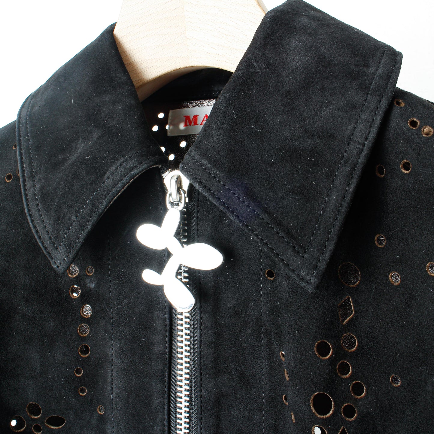 GALAXY-CUT LEATHER JACKET / black