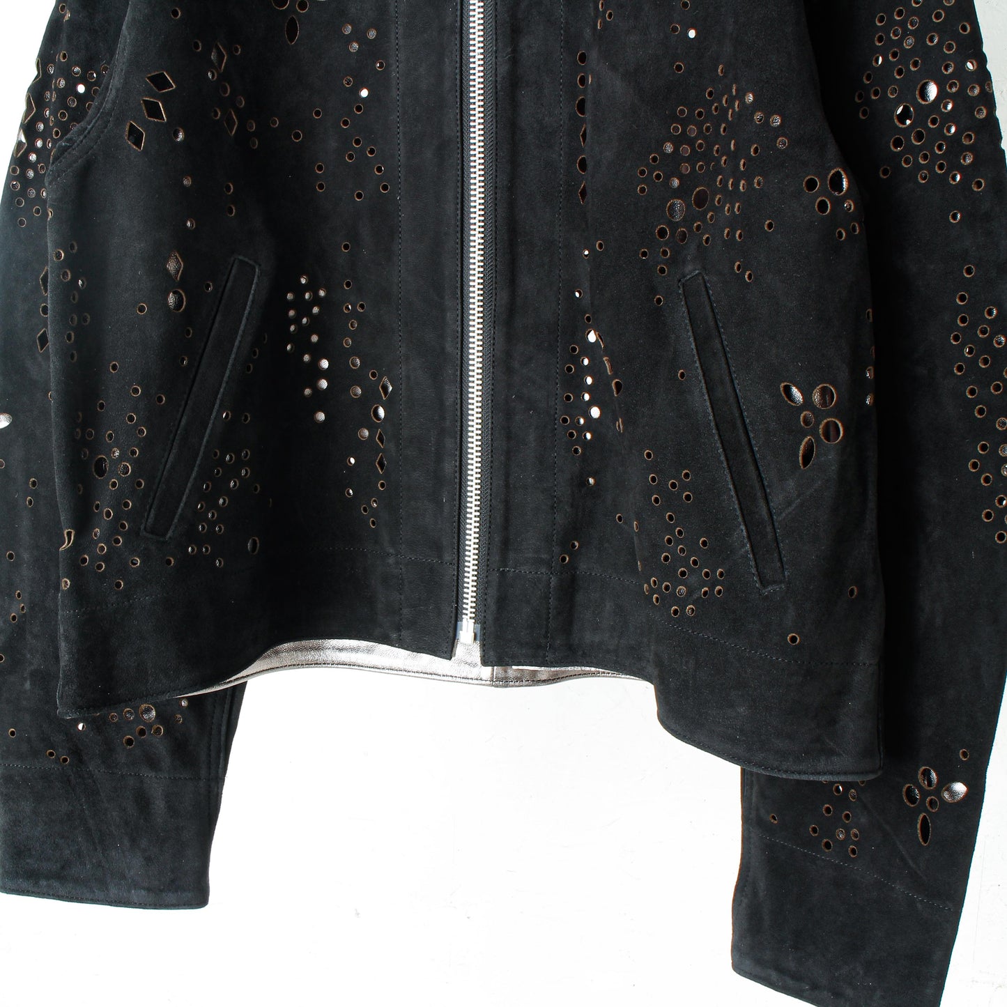 GALAXY-CUT LEATHER JACKET / black