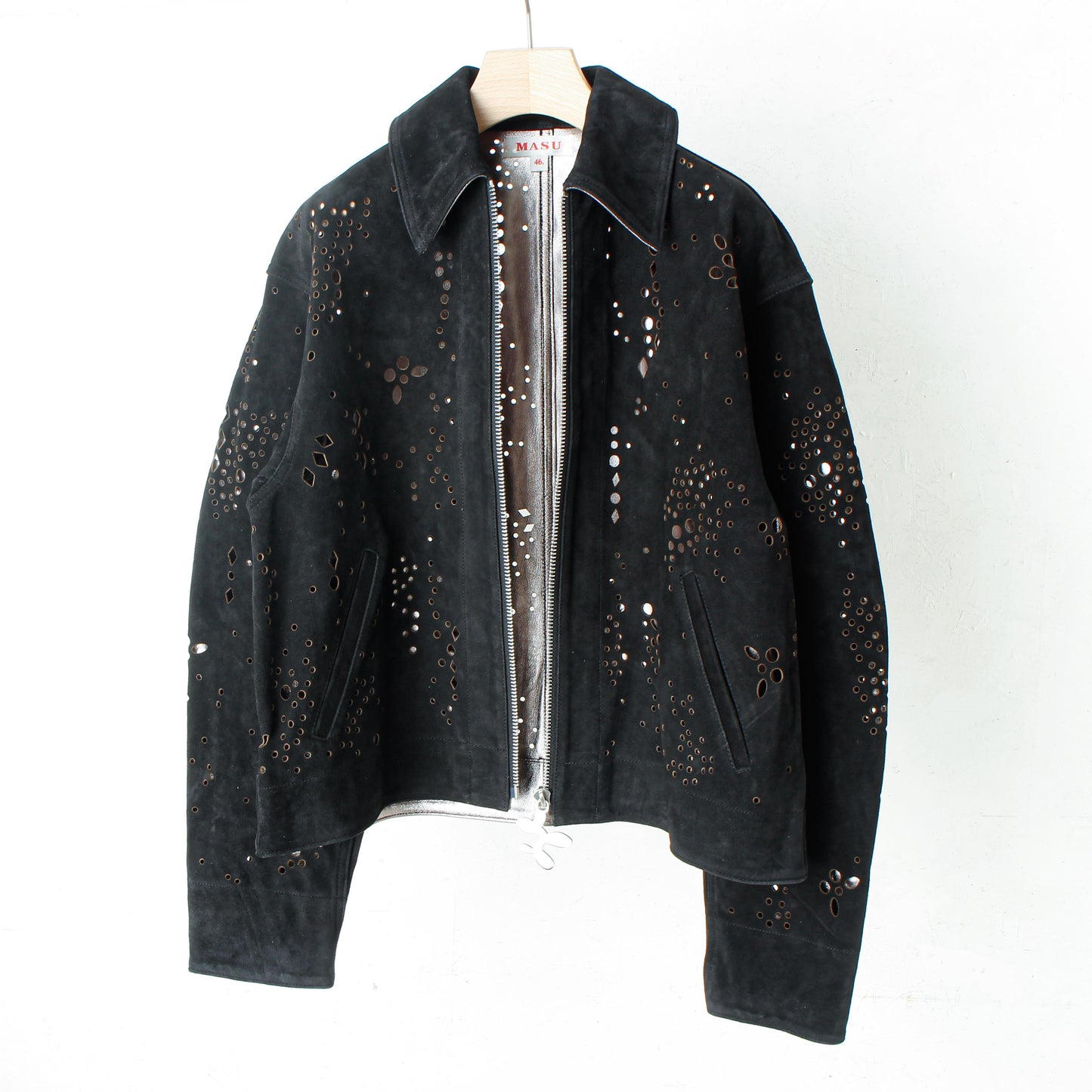 GALAXY-CUT LEATHER JACKET / black