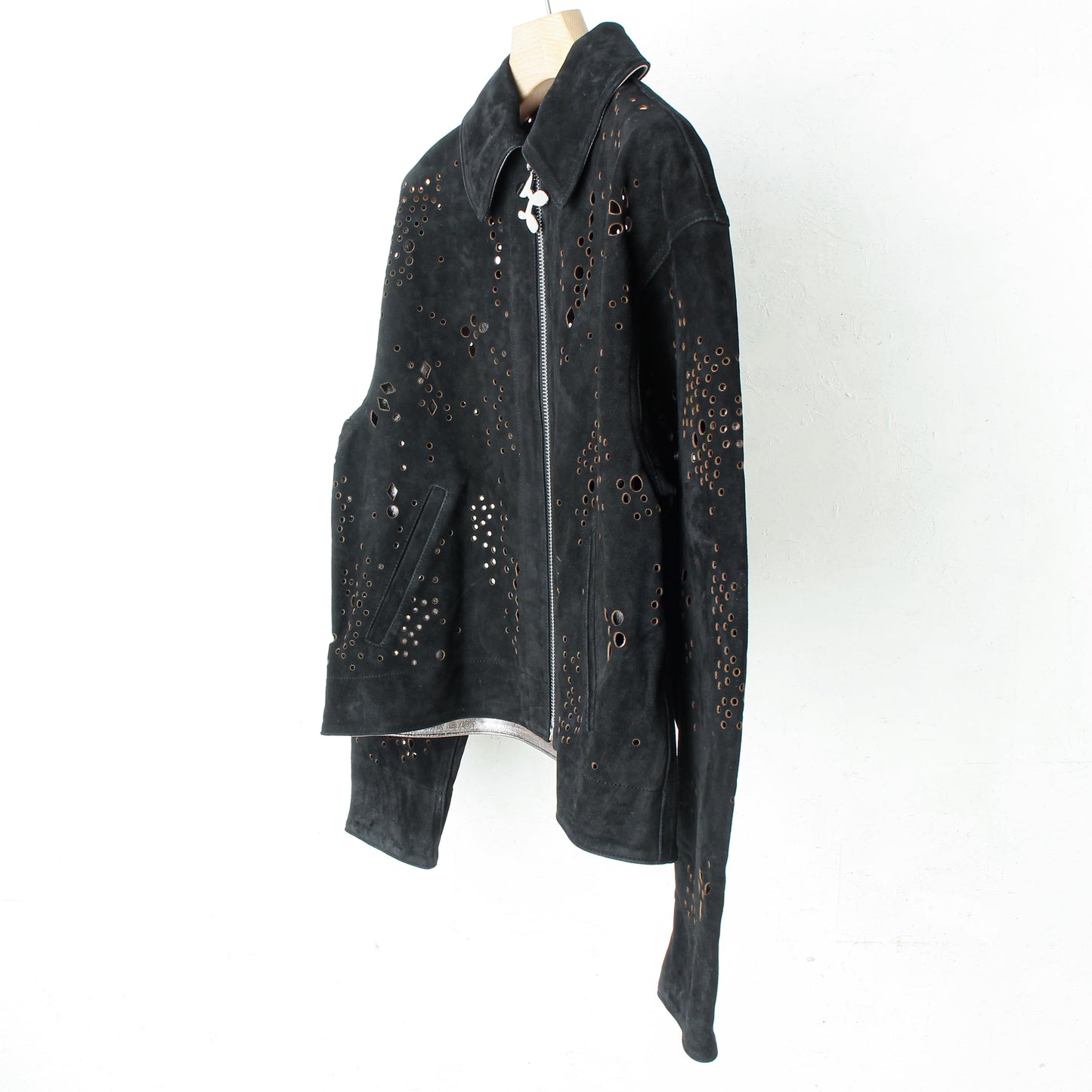 GALAXY-CUT LEATHER JACKET / black