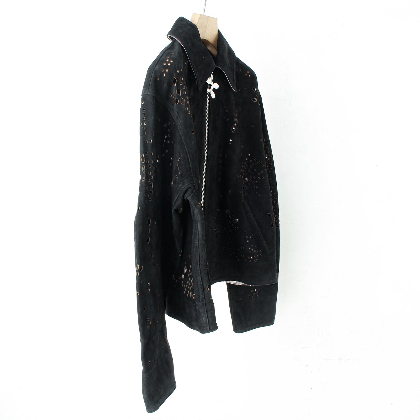 GALAXY-CUT LEATHER JACKET / black