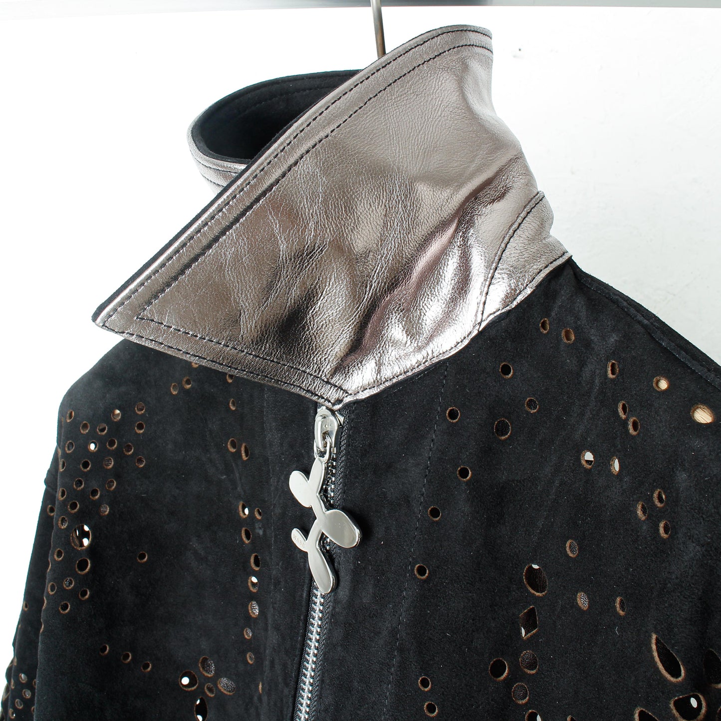 GALAXY-CUT LEATHER JACKET / black