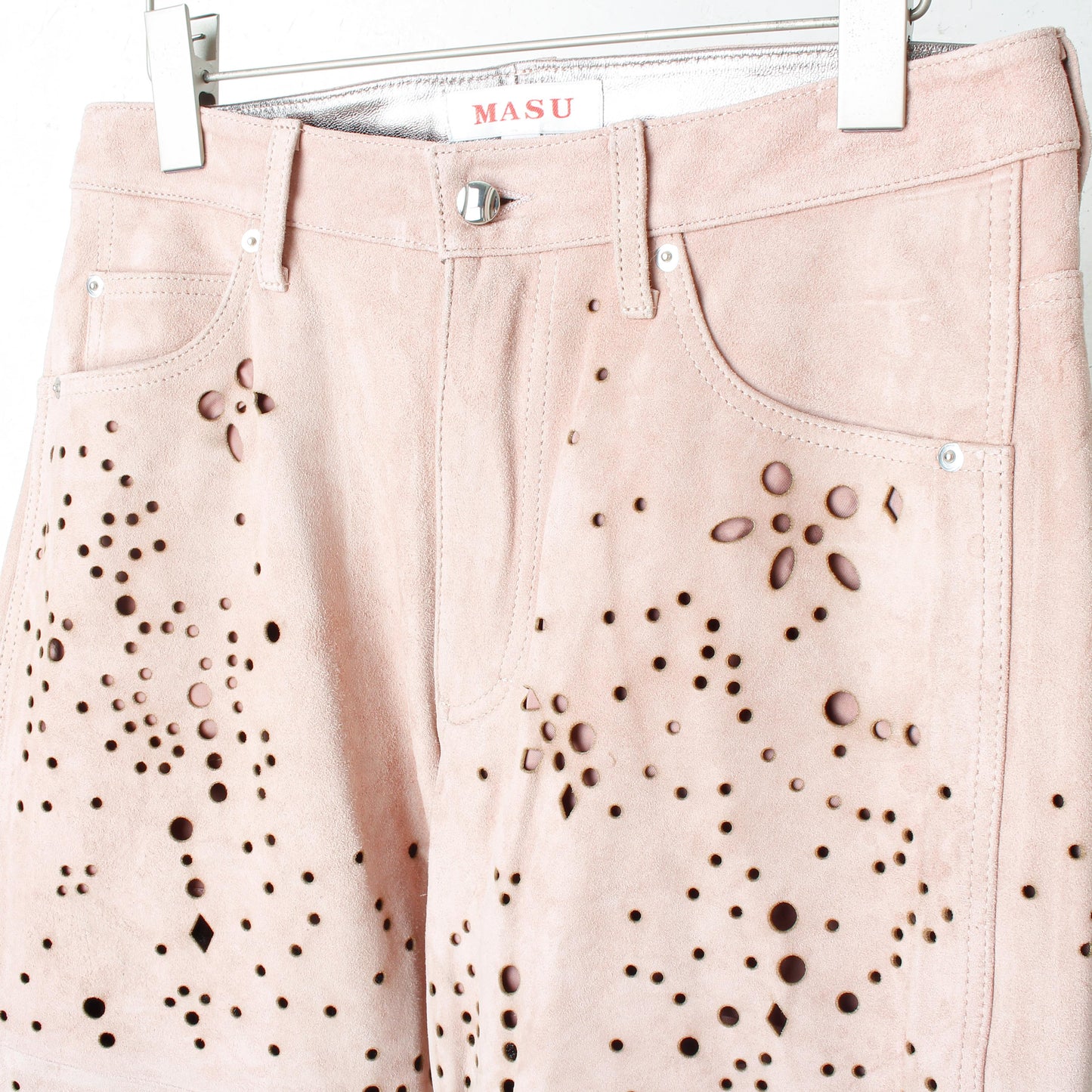 GALAXY-CUT LEATHER FLARE PANTS / saimon
