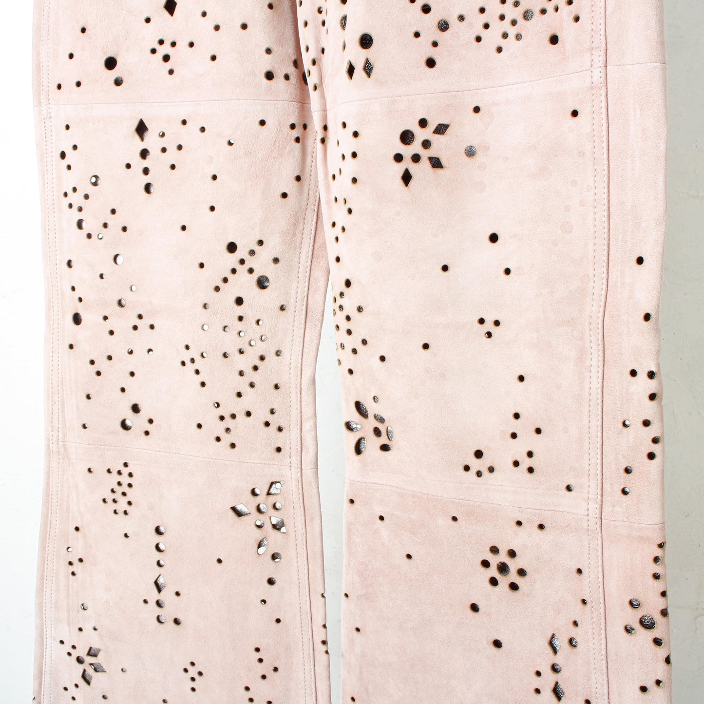 GALAXY-CUT LEATHER FLARE PANTS / saimon