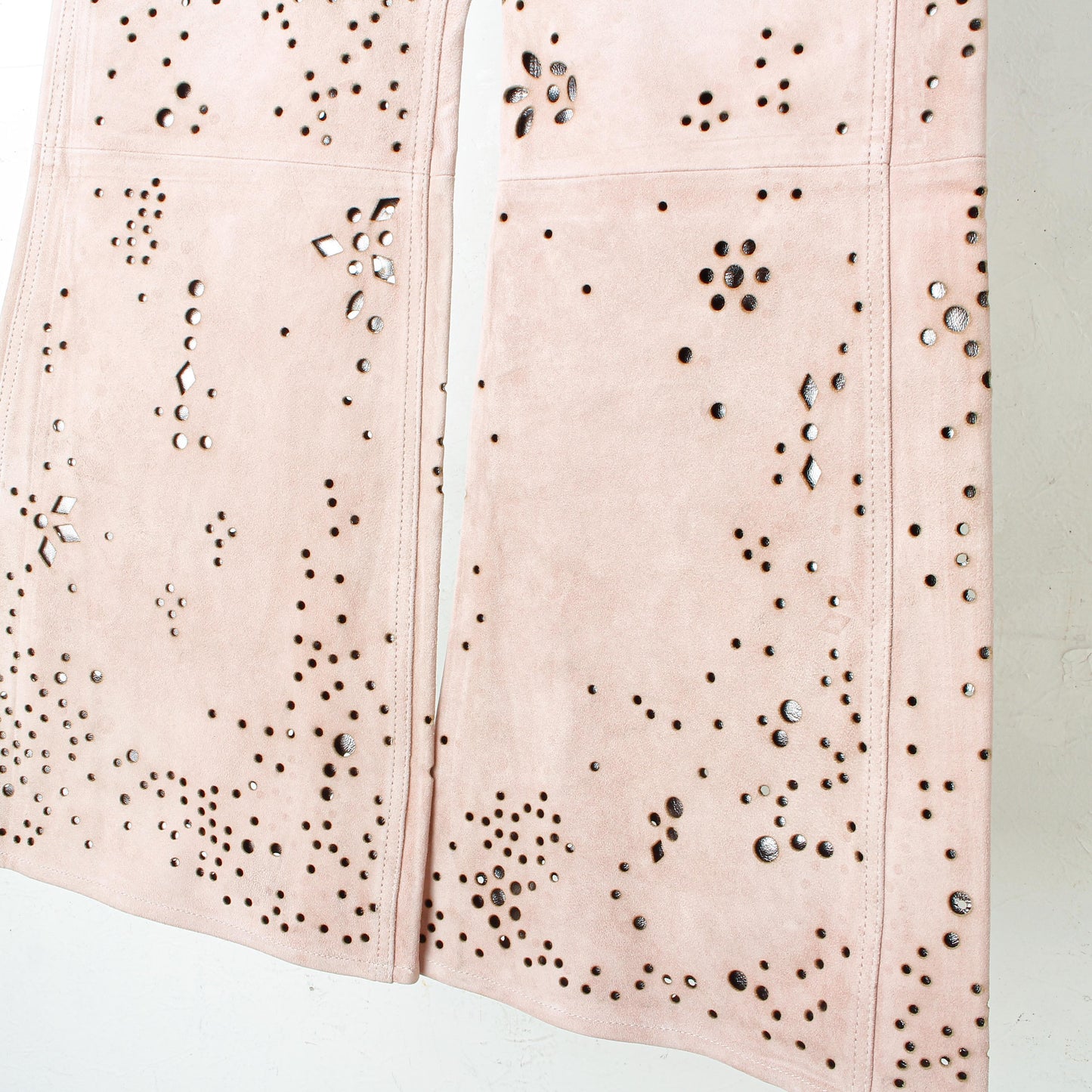 GALAXY-CUT LEATHER FLARE PANTS / saimon