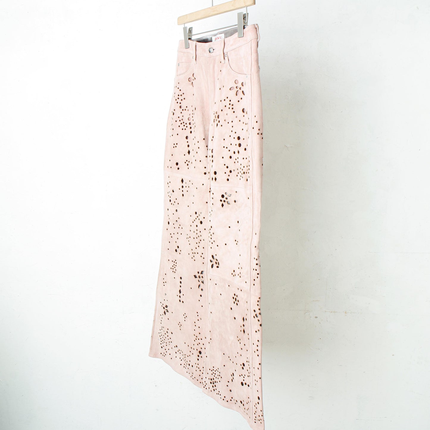 GALAXY-CUT LEATHER FLARE PANTS / saimon