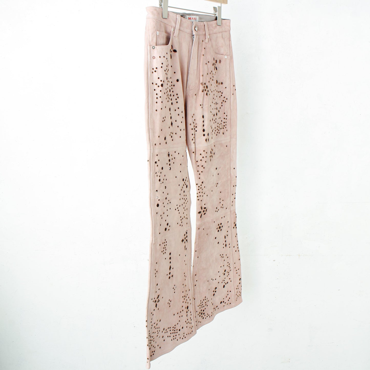 GALAXY-CUT LEATHER FLARE PANTS / saimon