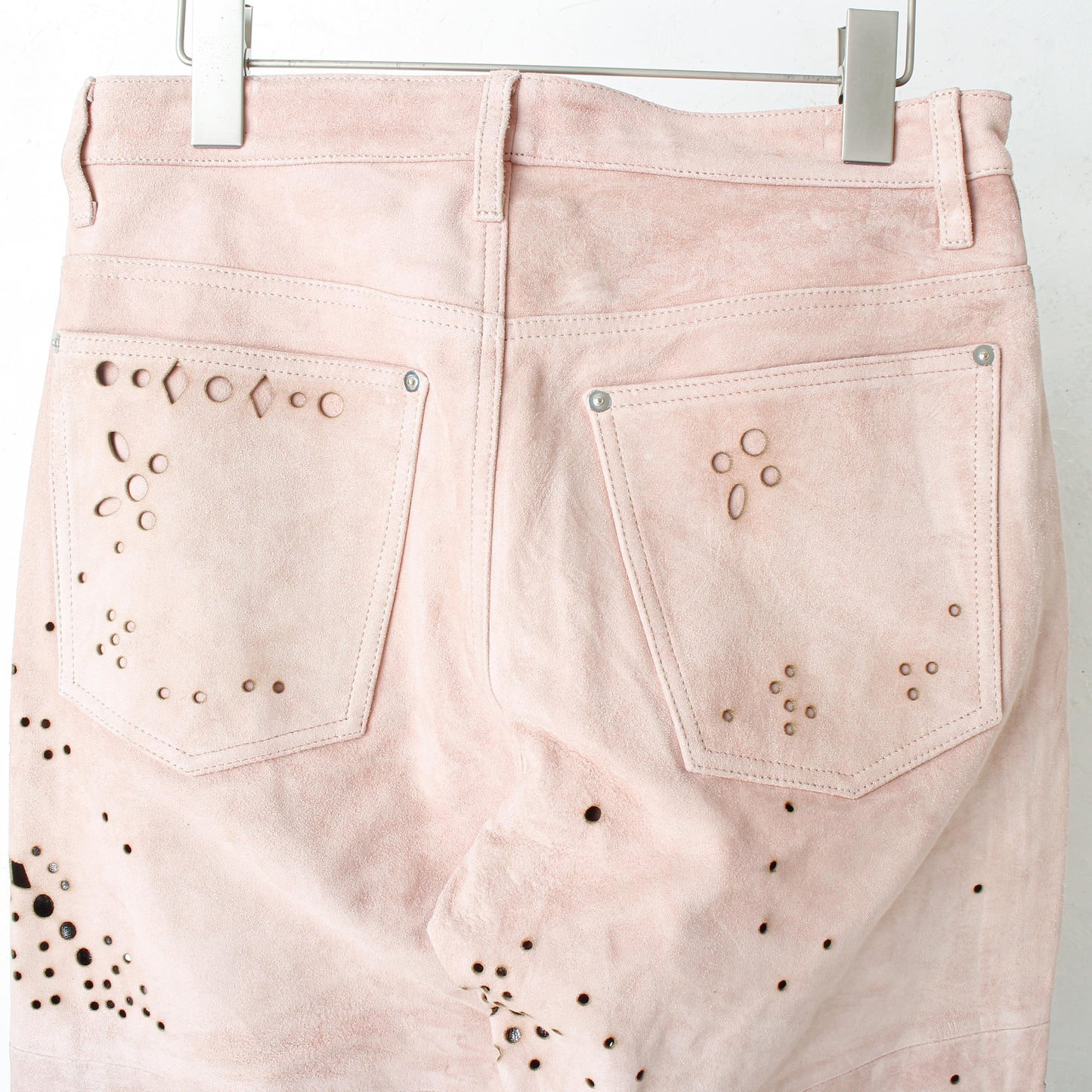 GALAXY-CUT LEATHER FLARE PANTS / saimon