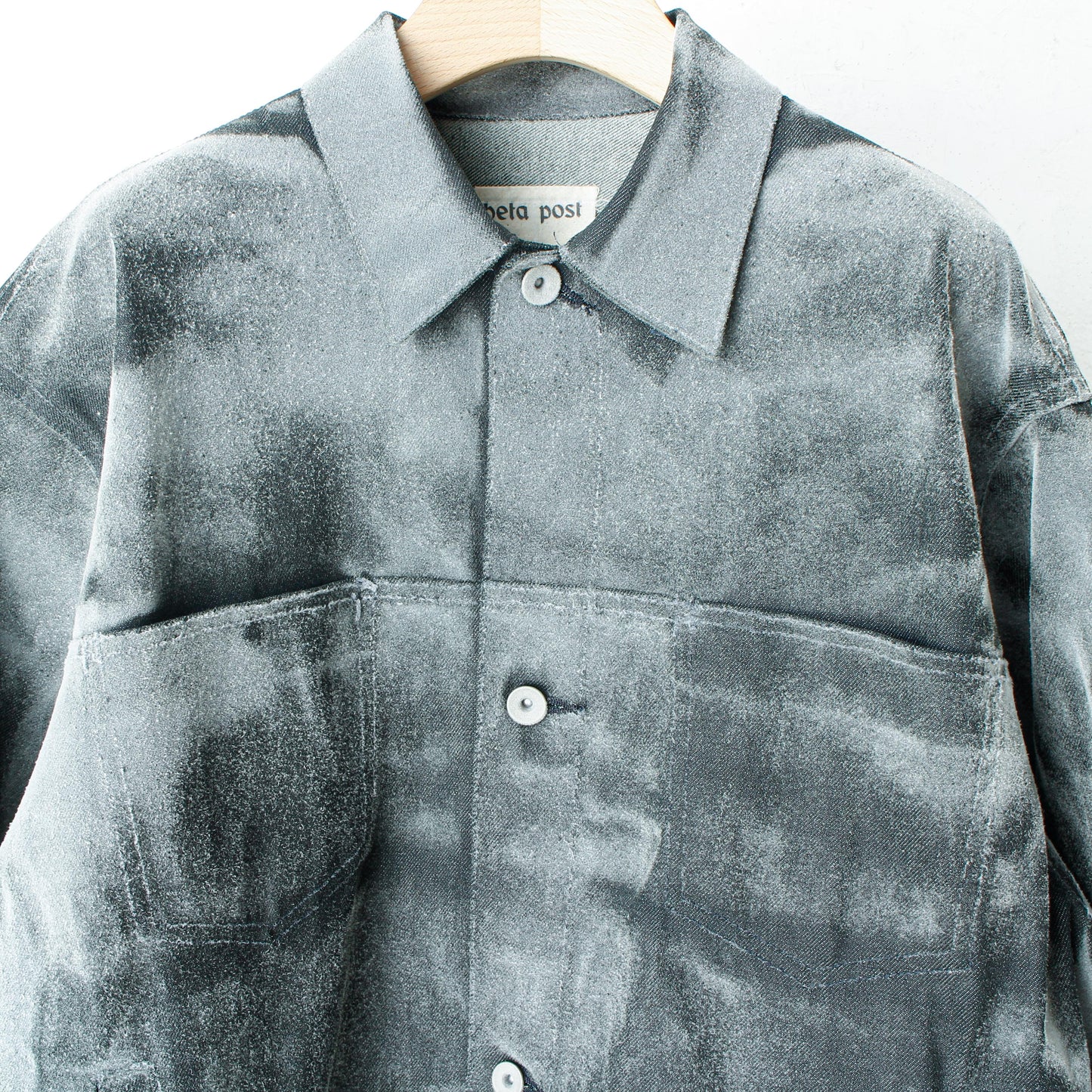 dusted aging denim jacket