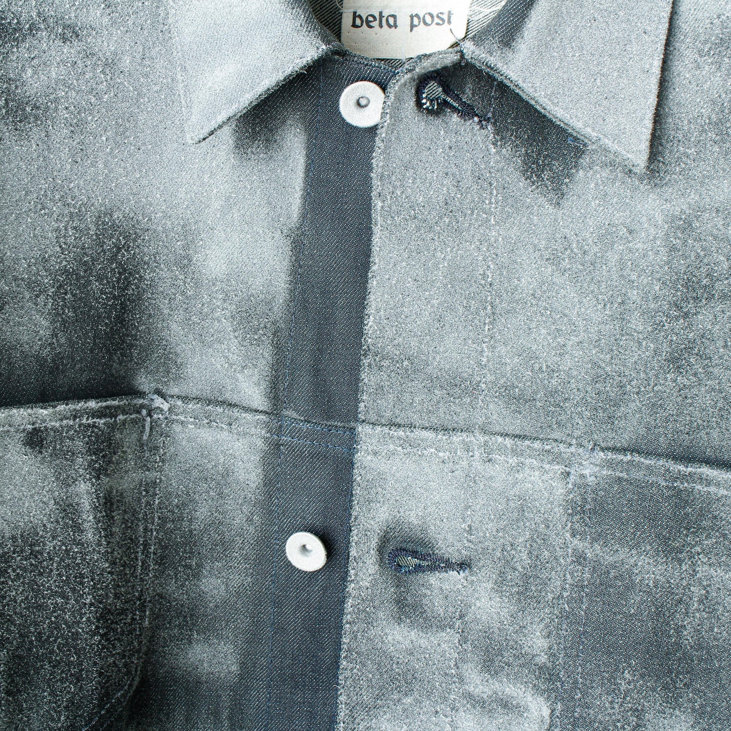 dusted aging denim jacket